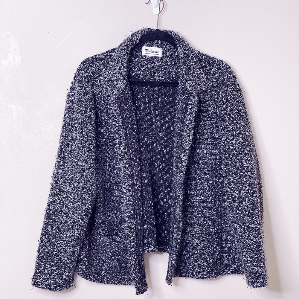 Black & White Marled Collared Cardigan